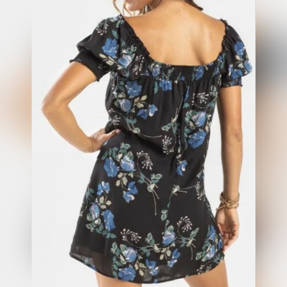 Francesca's black blue floral dress NEW